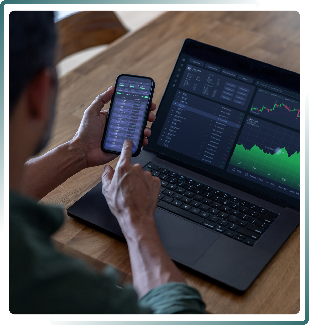 Person analyzing financial data on laptop.